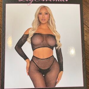 Leg Avenue Black Sparkle Mesh Bodysuit